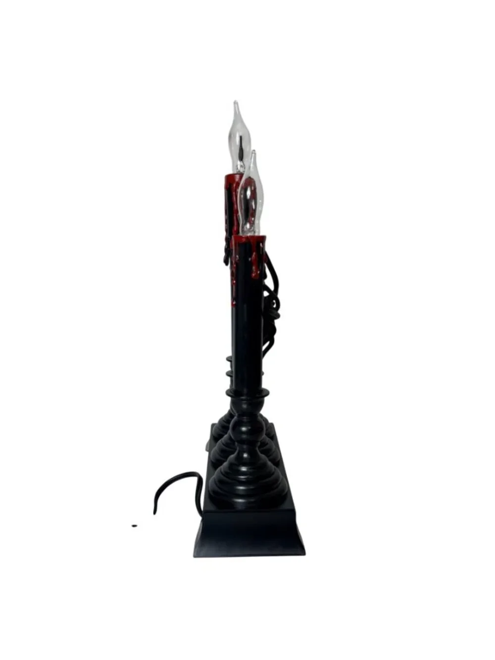 Halloween Bleeding Candle Flickering Candelabra VTG Spider Lamp Electric Plug In
